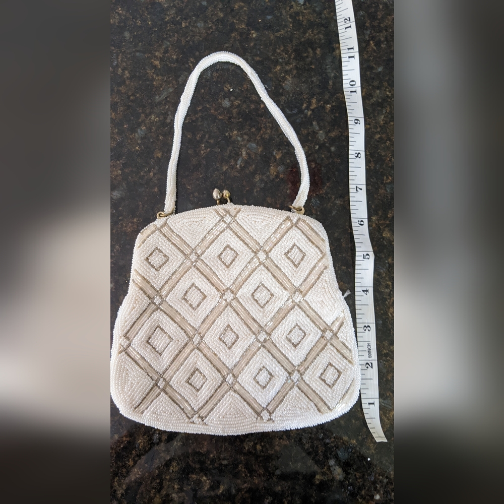 Vintage beaded purse ivory beads